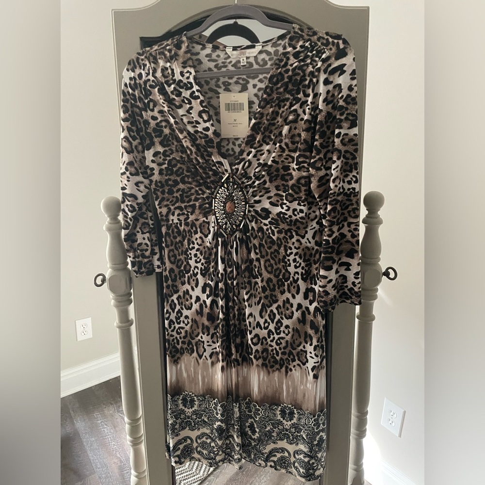 Boston Proper animal print dress with decorative beading